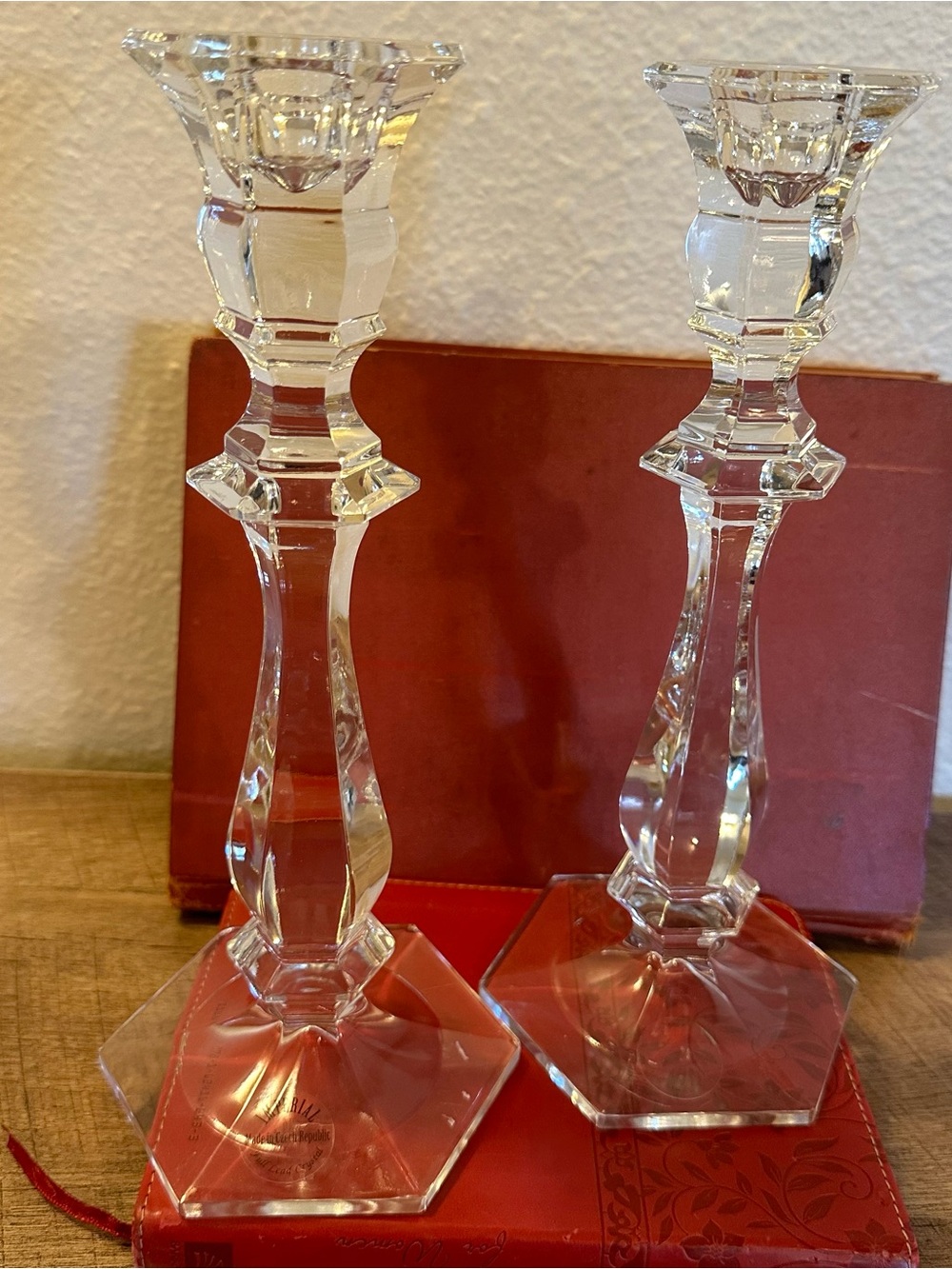 10" Pair of Imperial Crystal Glass 24%
Lead Crystal Candlesticks Slovakia Set